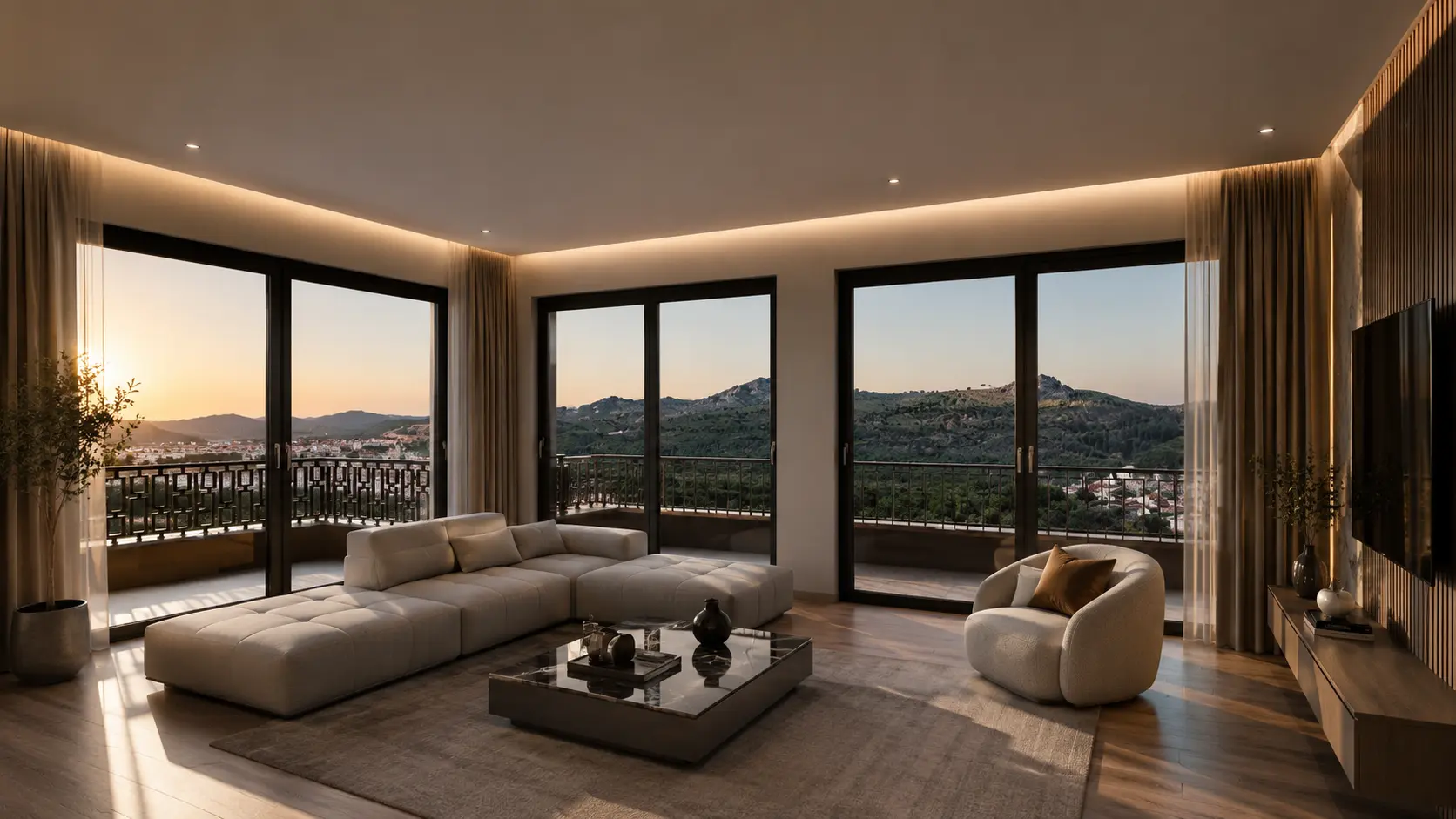 Baliv Residence, Wohnbereich, Bergblick zur goldenen Stunde