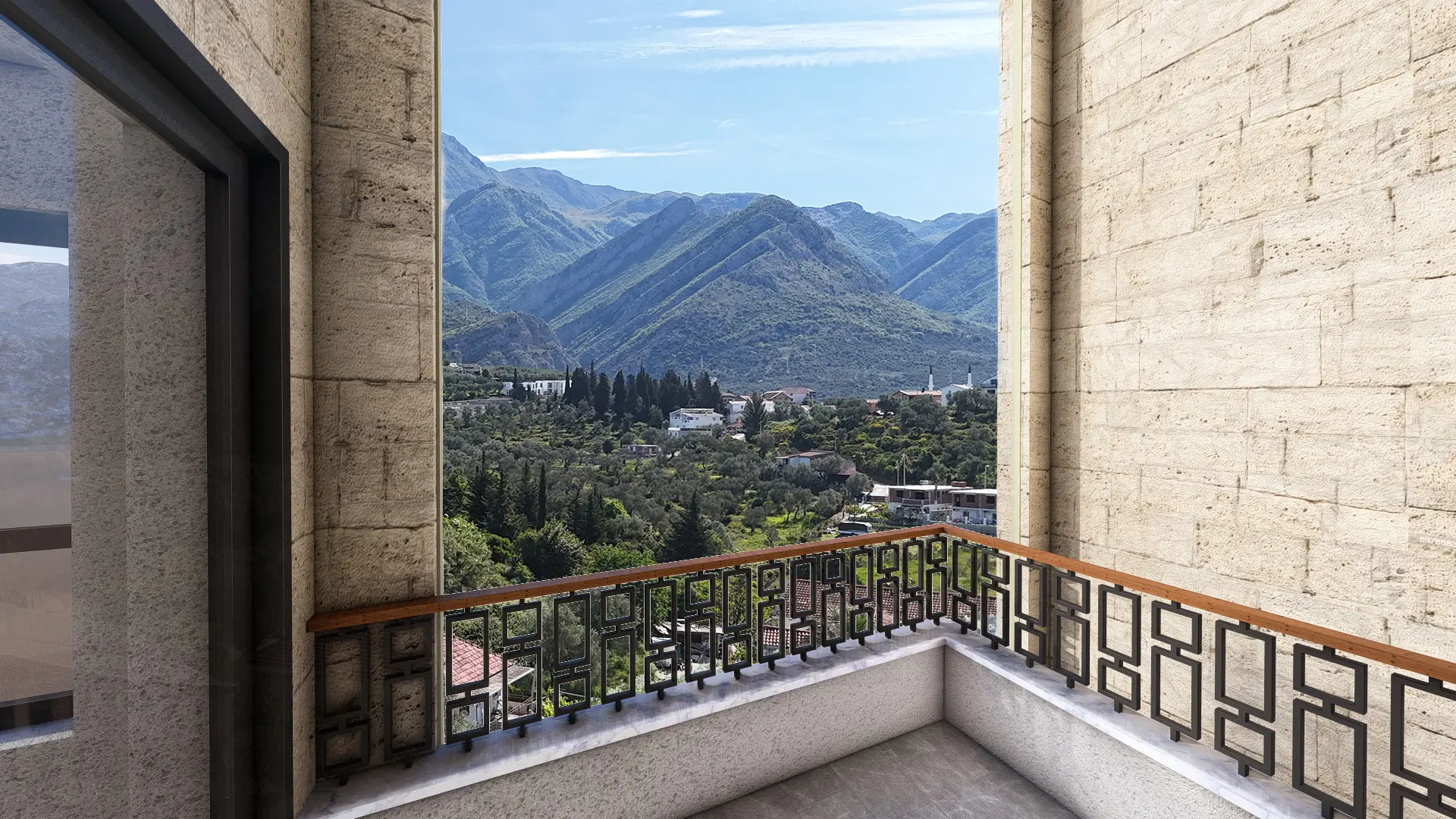 Blick von einer Terrasse, Rumija-Massiv und Richtung Stari Bar
